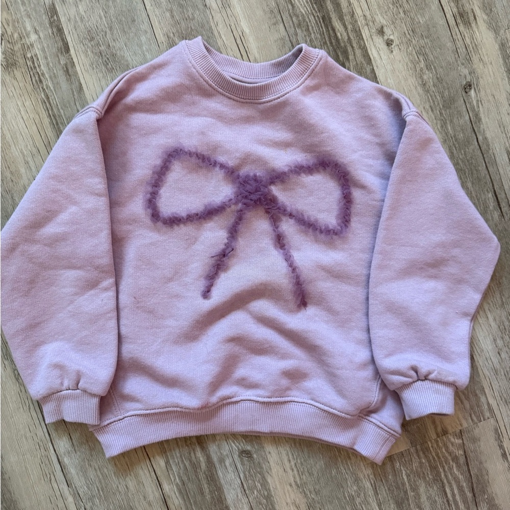 Zara Purple Kids Sweatshirt with Bow Design